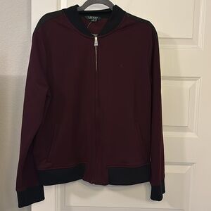 Ralph Lauren burgundy & black track jacket SZ XL activewear zipper pockets NWOT